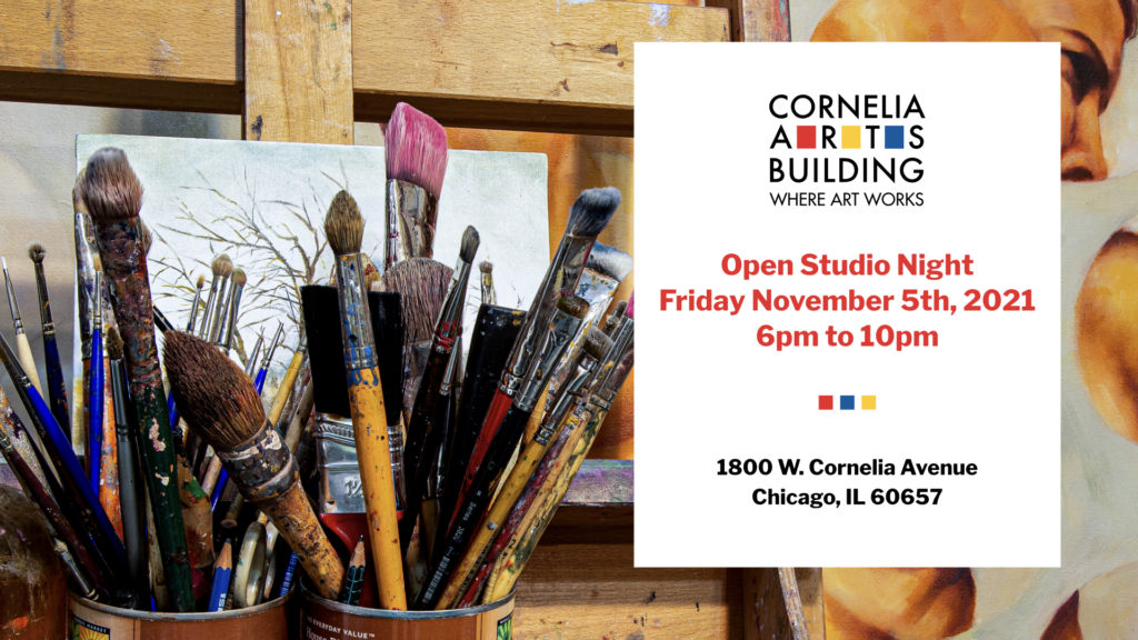 Image of paintbrushes with art show announcement